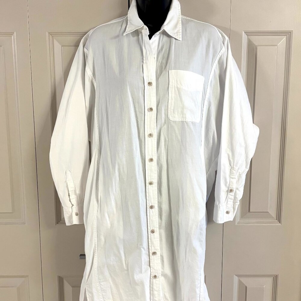Oversized White Button-Down Shirt Dress S